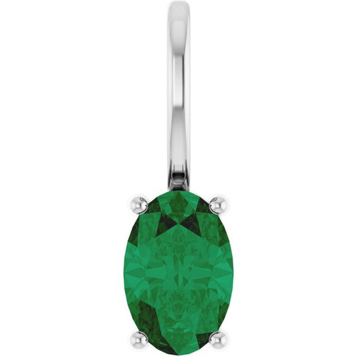 Platinum 6x4 mm Natural Emerald Charm/Pendant