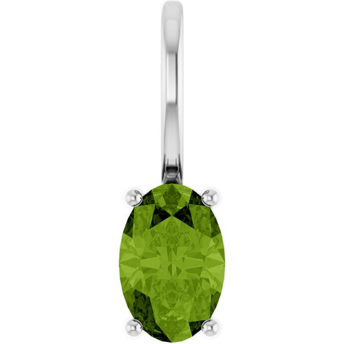 Platinum 6x4 mm Natural Peridot Charm/Pendant