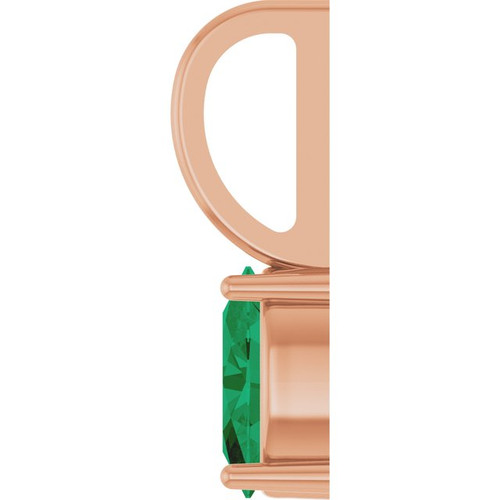 14K Rose 6x4 mm Lab-Grown Emerald Charm/Pendant