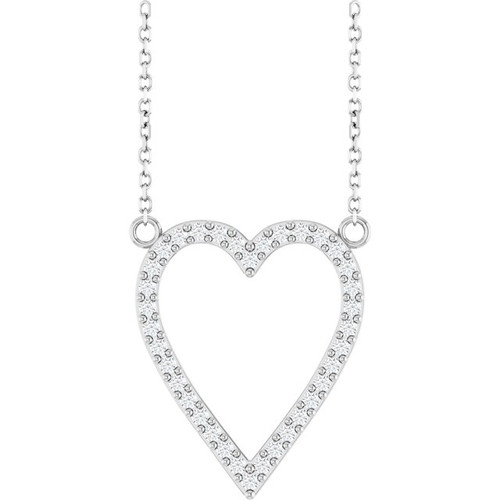 Platinum 1/4 CTW Natural Diamond Heart 18" Necklace