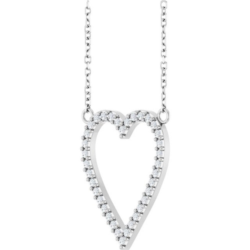 Platinum 1/4 CTW Natural Diamond Heart 18" Necklace