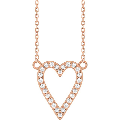 14K Rose 1/6 CTW Natural Diamond Heart 18" Necklace