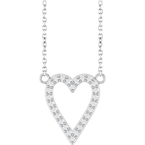 Sterling Silver 1/6 CTW Natural Diamond Heart 18" Necklace
