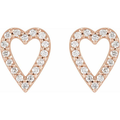 14K Rose 1/5 CTW Natural Diamond Heart Earrings