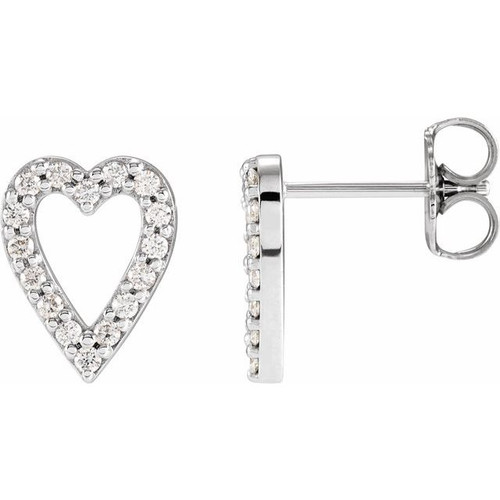 14K White 1/5 CTW Natural Diamond Heart Earrings