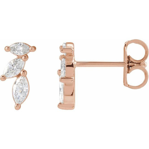 14K Rose 1/3 CTW Natural Diamond Nature-Inspired Earrings