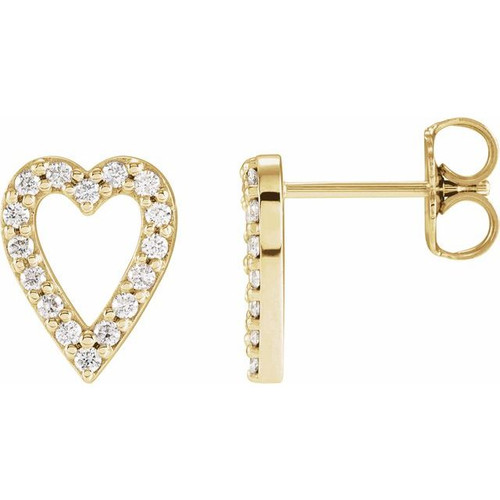 14K Yellow 1/5 CTW Natural Diamond Heart Earrings