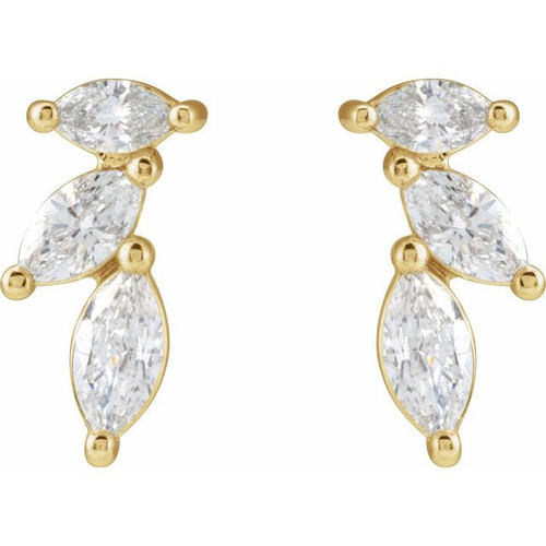 14K Yellow 1/3 CTW Natural Diamond Nature-Inspired Earrings