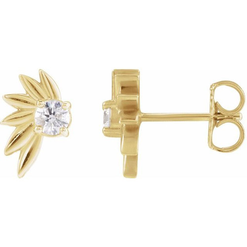 14K Yellow 1/5 CTW Natural Diamond Half-Flower Earrings