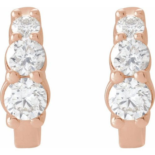 14K Rose 1/3 CTW Natural Diamond Hoop Earrings