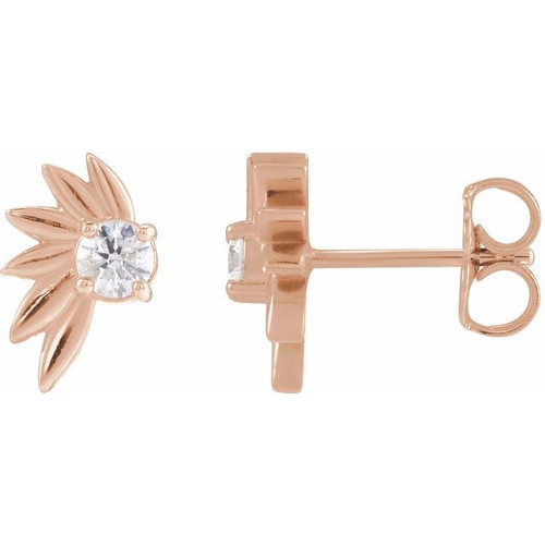 14K Rose 1/5 CTW Natural Diamond Half-Flower Earrings