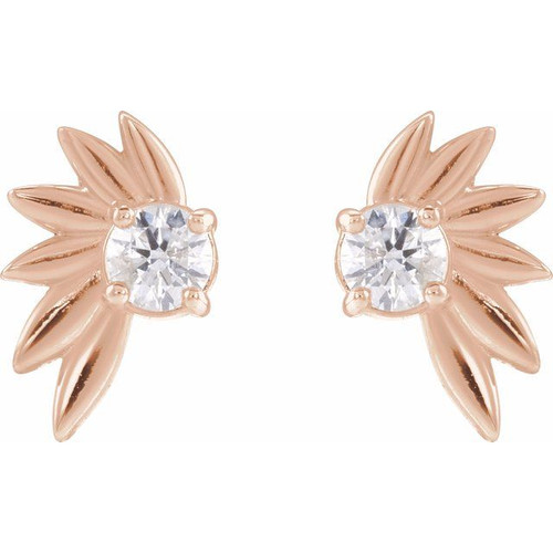 14K Rose 1/5 CTW Natural Diamond Half-Flower Earrings