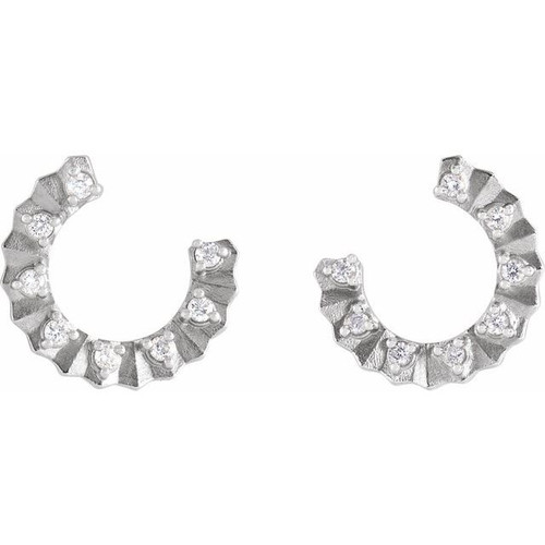 Sterling Silver 1/8 CTW Natural Diamond Forward-Facing 12.7 mm Earrings
