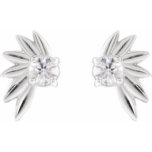 Sterling Silver 1/5 CTW Natural Diamond Half-Flower Earrings