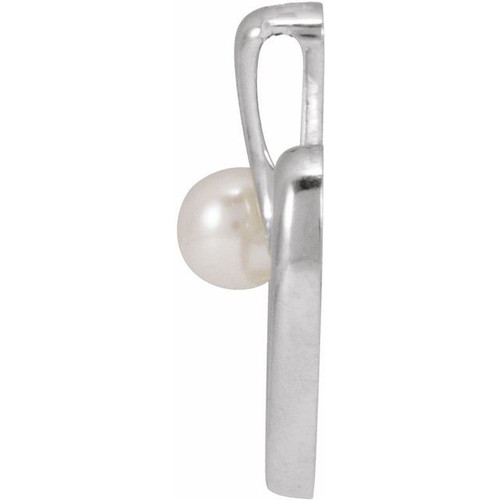 Platinum Cultured White Akoya Pearl Heart Pendant