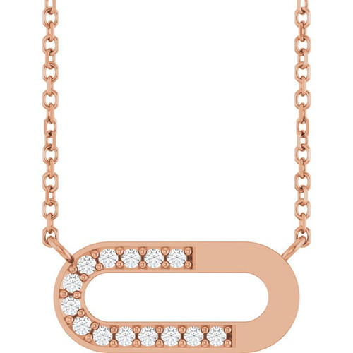 14K Rose 1/10 CTW Natural Diamond Paperclip-Style 18" Necklace