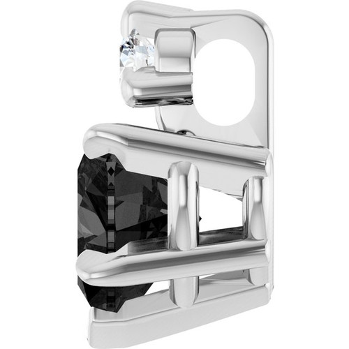 14K White Natural Black Onyx & .03 CT Natural Diamond Pendant