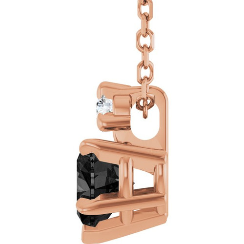 14K Rose Natural Black Onyx & .03 CT Natural Diamond 16-18" Necklace