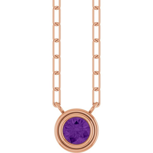 14K Rose Natural Amethyst 18" Necklace