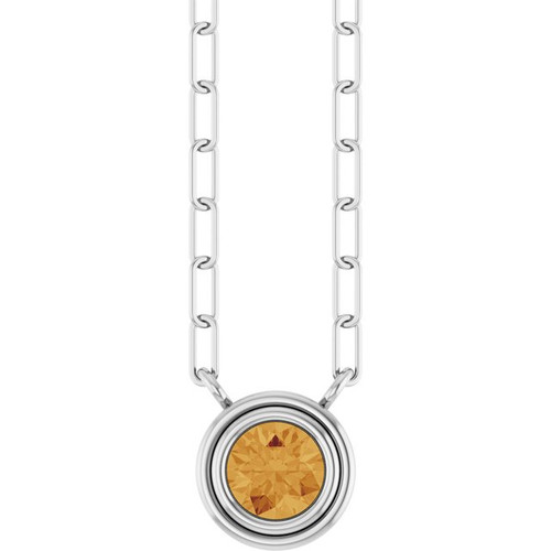 14K White Natural Citrine 18" Necklace
