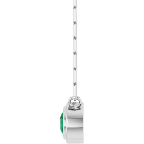 14K White Lab-Grown Emerald 18" Necklace