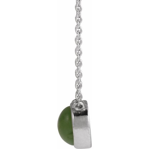 14K White Natural Nephrite Jade 18" Necklace