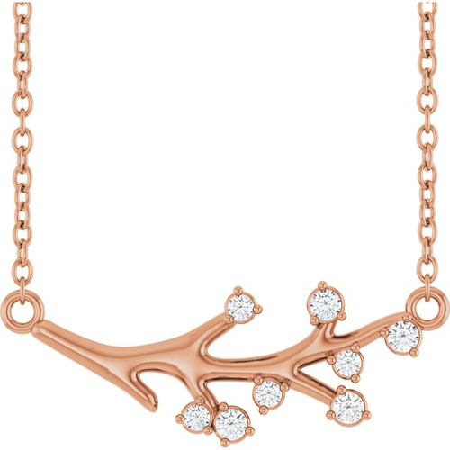 14K Rose 1/6 CTW Natural Diamond Branch 18" Necklace