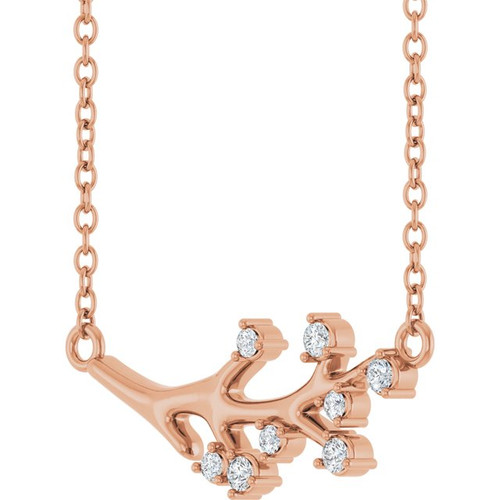 14K Rose 1/6 CTW Natural Diamond Branch 18" Necklace