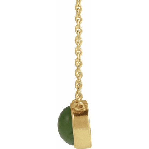 14K Yellow Natural Nephrite Jade 18" Necklace
