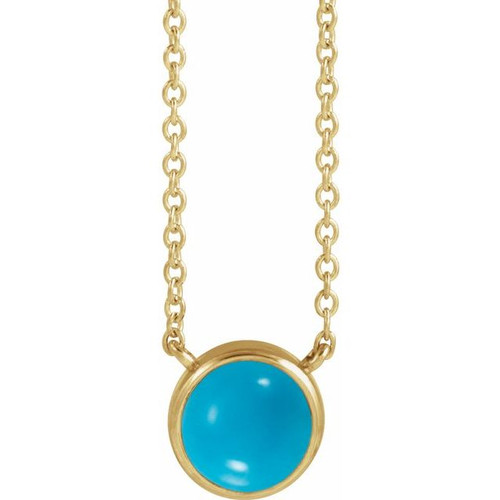 14K Yellow Natural Turquoise 18" Necklace
