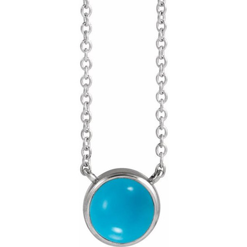 14K White Natural Turquoise 18" Necklace
