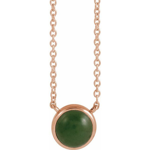 14K Rose Natural Nephrite Jade 18" Necklace