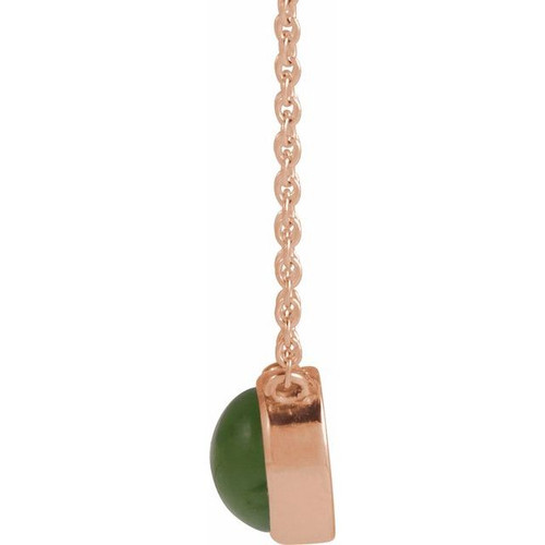 14K Rose Natural Nephrite Jade 18" Necklace