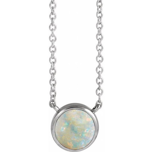 14K White Natural White Opal 18" Necklace