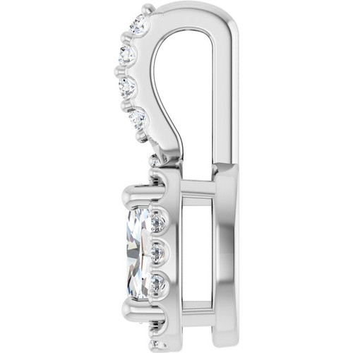 Platinum Lab-Grown Moissanite & .04 CTW Natural Diamond Halo-Style Pendant