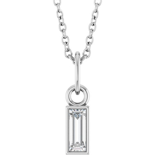 Sterling Silver 1/6 CT Natural Diamond Bezel-Set 16-18" Necklace
