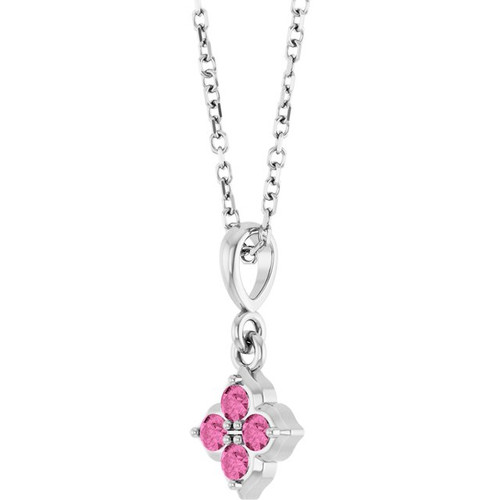 Sterling Silver Lab-Grown Pink Sapphire 16-18" Necklace