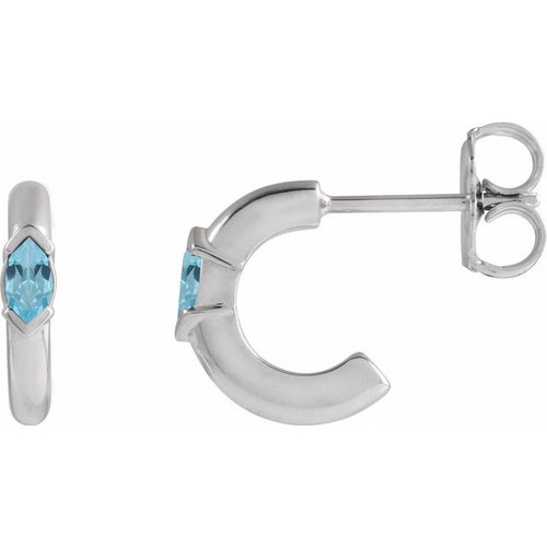 Sterling Silver Natural Sky Blue Topaz Hoop Earrings