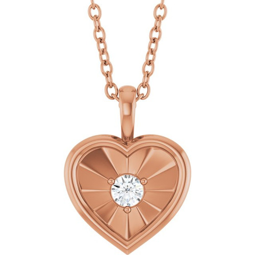 14K Rose 1/10 CT Natural Diamond Heart Pendant