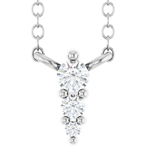 Sterling Silver .05 CTW Natural Diamond Graduated 18" Necklace