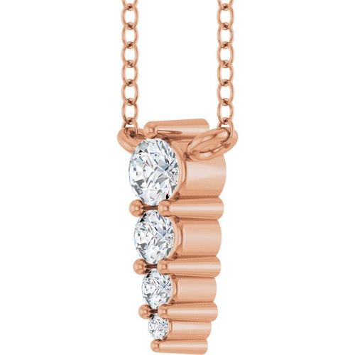14K Rose 1/8 CTW Natural Diamond Graduated 18" Necklace