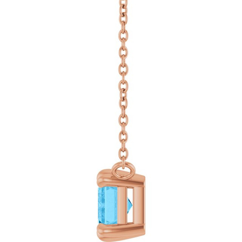 14K Rose Natural Swiss Blue Topaz 18" Necklace