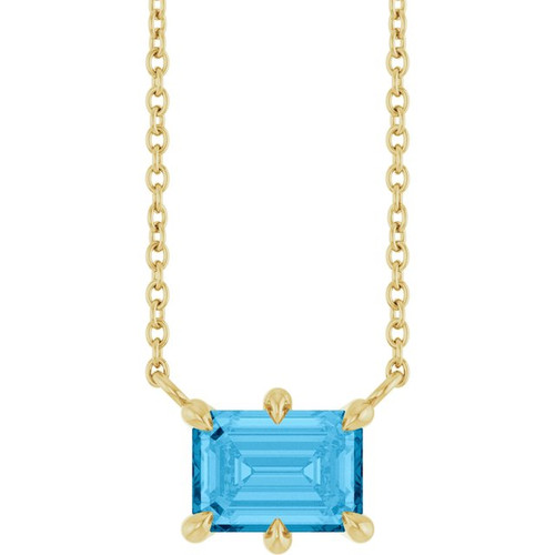 14K Yellow Natural Swiss Blue Topaz 18" Necklace