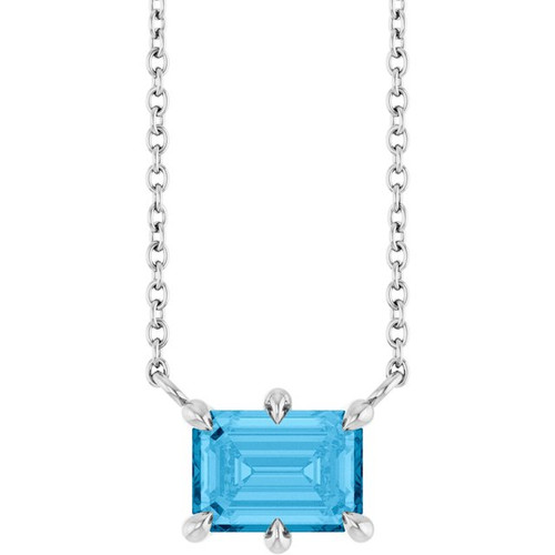 Platinum Natural Swiss Blue Topaz 18" Necklace