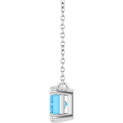 Platinum Natural Swiss Blue Topaz 18" Necklace