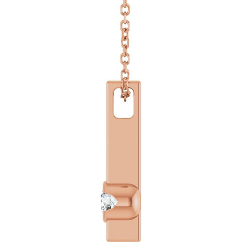 14K Rose 1/10 Natural Diamond Bar 16-18" Necklace