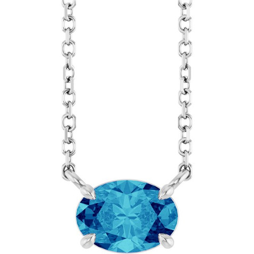 Platinum Natural Blue Zircon 18" Necklace