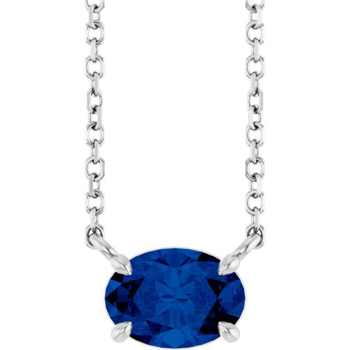 Platinum Lab-Grown Blue Sapphire 18" Necklace