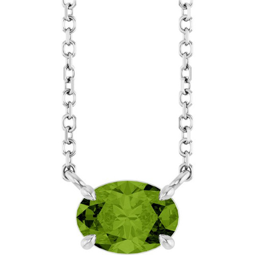 Platinum Natural Peridot 18" Necklace