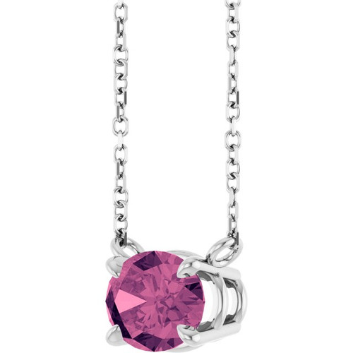 Sterling Silver Natural Pink Tourmaline 18" Necklace